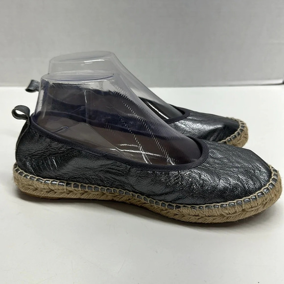 Free People FP Maya Espadrille Slip On Ballet Flats Shoes Flat Metallic Silver 8 - Picture 5 of 9